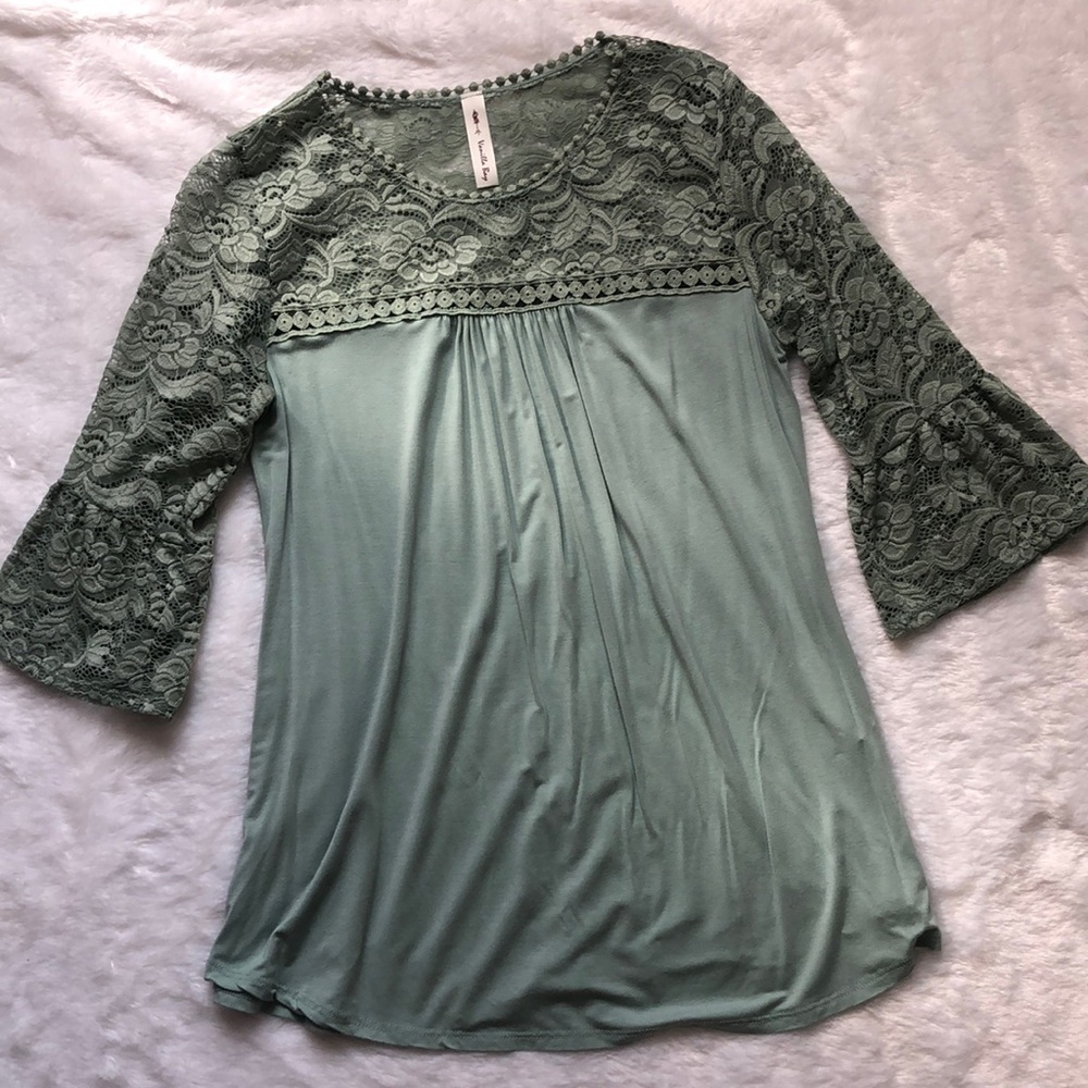 Mint lace boutique tunic top